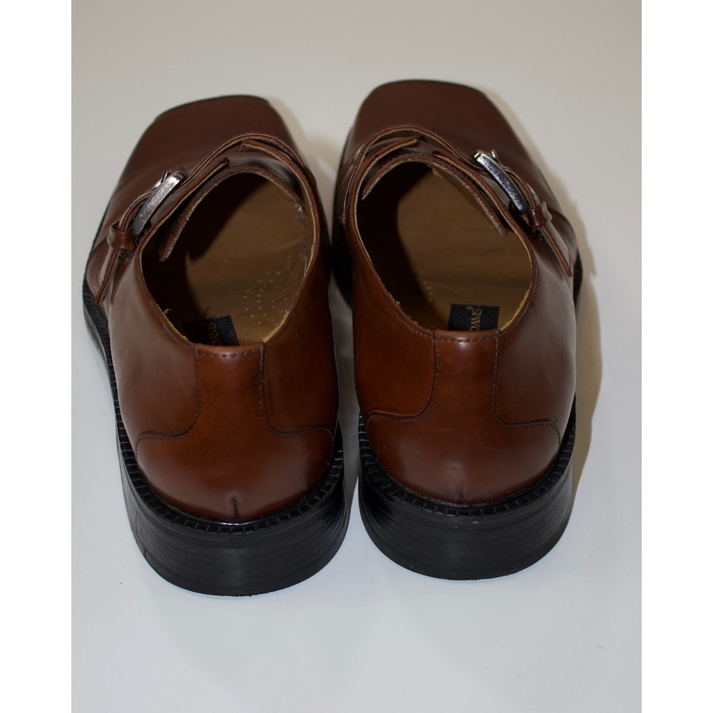 Stacy Adams Loafers Monk Strap Mens 10M Brown Square Toe Leather Buckle Shoes - Picture 12 of 14